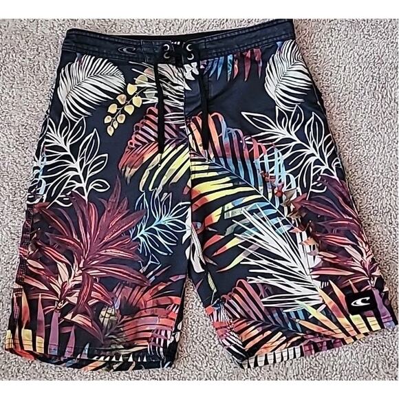 O’Neill Leaf Print Swim Trunks Size 28 Mens Boardshorts Beach Surf GUC - Picture 2 of 8